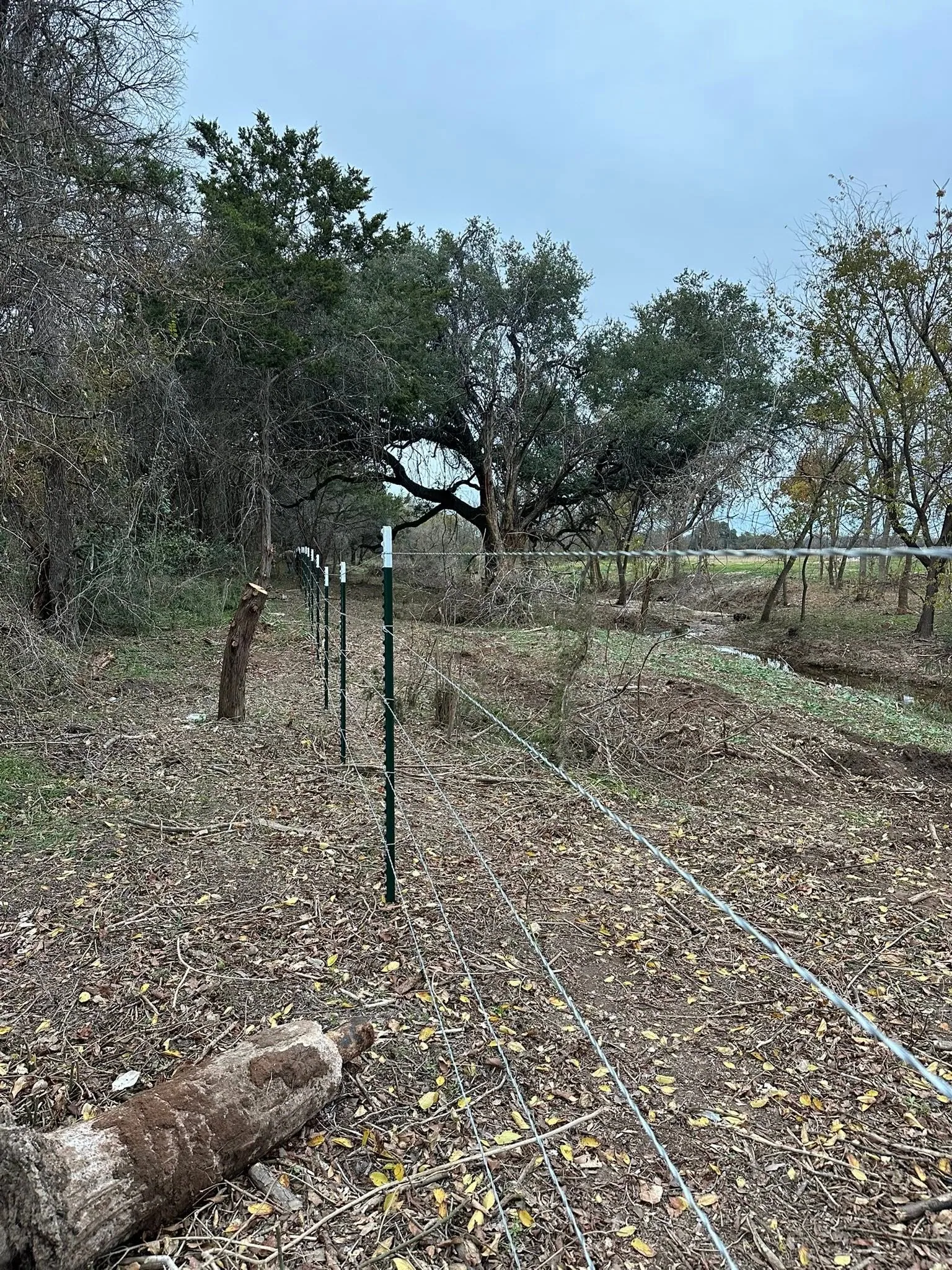 High tension wire fence cleared fence line